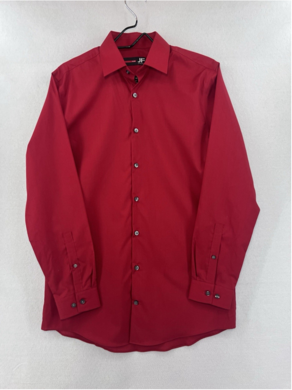 J.Ferrar Dress Shirt Slim Fit Long Sleeve Men's Size M 15-15.5 Red Button Up - Picture 2 of 12